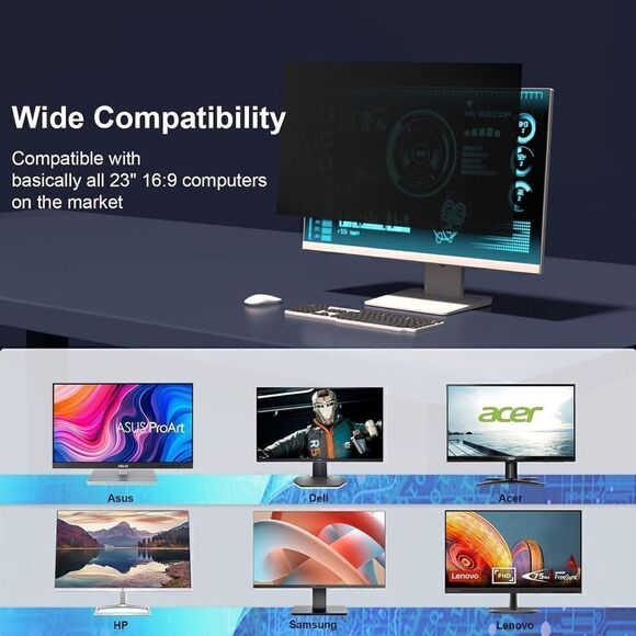 [2-Pack] 23 Inch Computer Privacy Screen Filter for 16:9 Widescreen Monitor - Picture 5 of 10